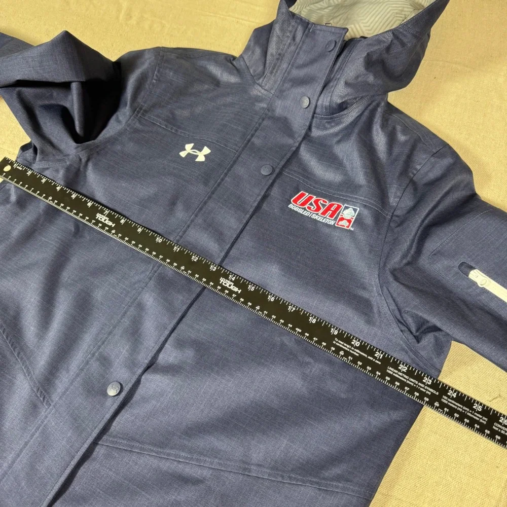 Under Armour Jacket Mens Medium Navy USA Bobsled Skeleton ColdGear Hood